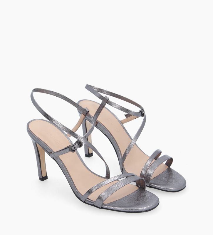 Free Lance Bella 85 Sandale à Talon Cuir Métallisé Anthracite