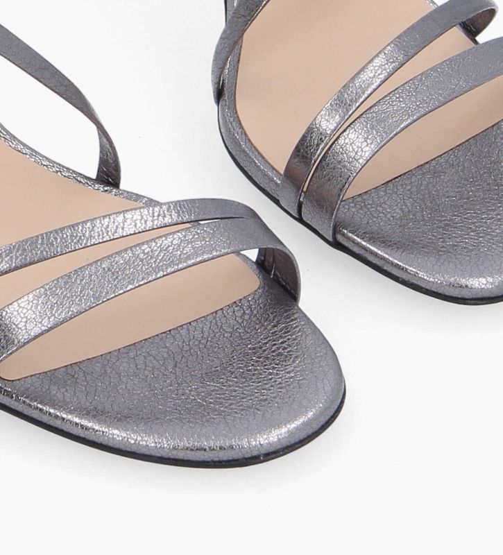 Free Lance Bella 85 Sandale à Talon Cuir Métallisé Anthracite