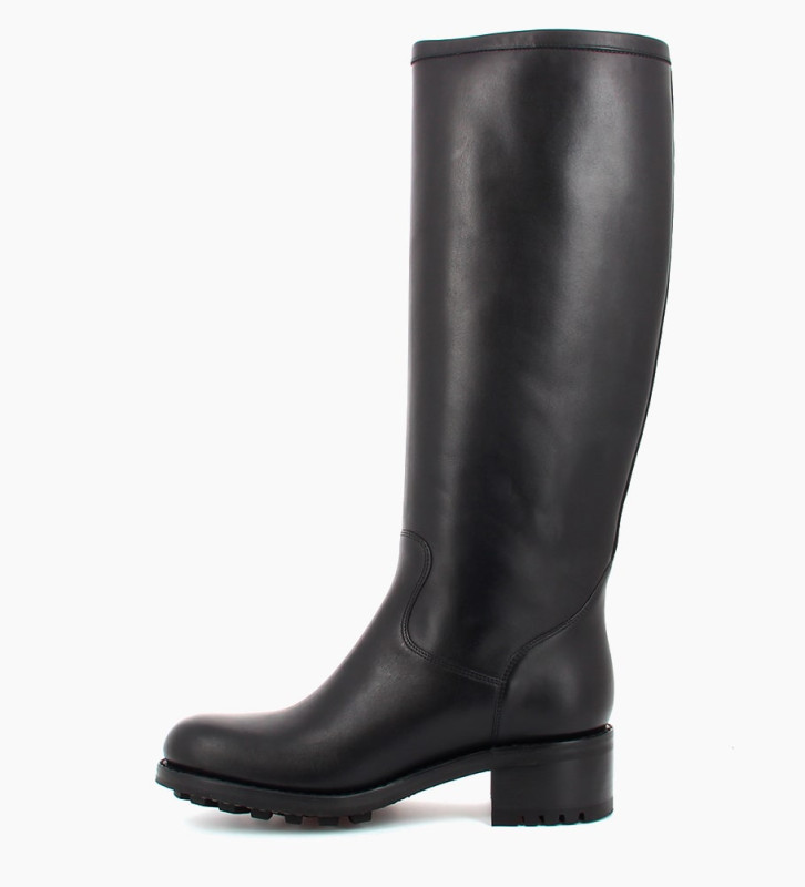 Free Lance Biker 4 Botte Biker à Boucle Cuir Lisse Noir