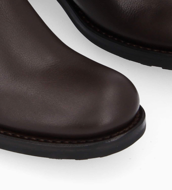 Free Lance Biker 40 Botte Biker à Boucle Cuir Grainé Marron Foncé