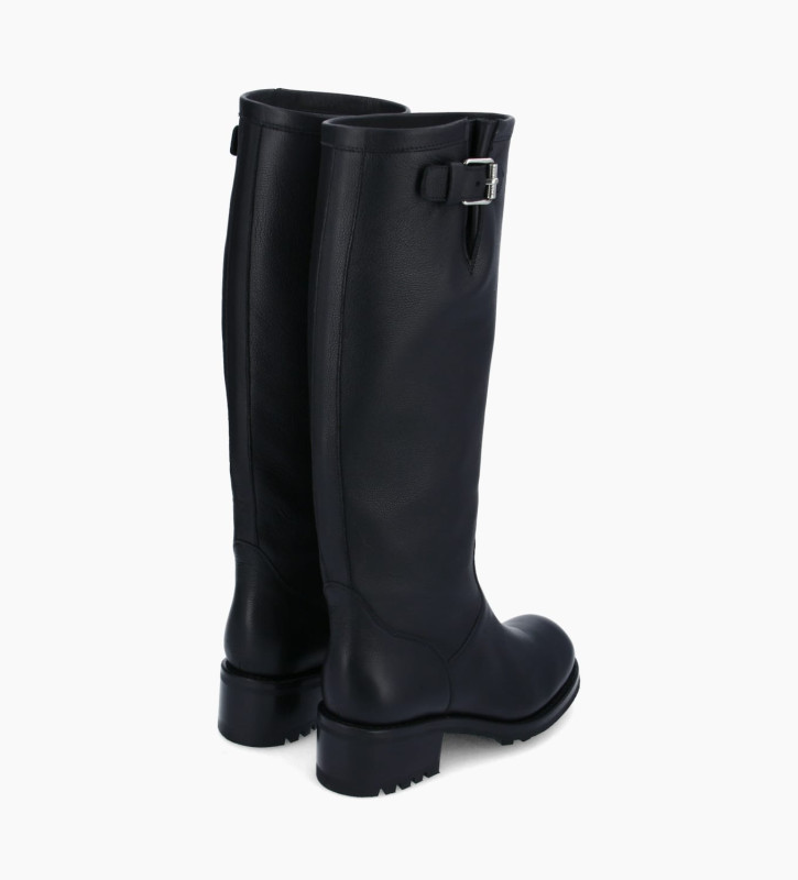 Free Lance Biker 40 Botte Biker à Boucle Cuir Grainé Noir