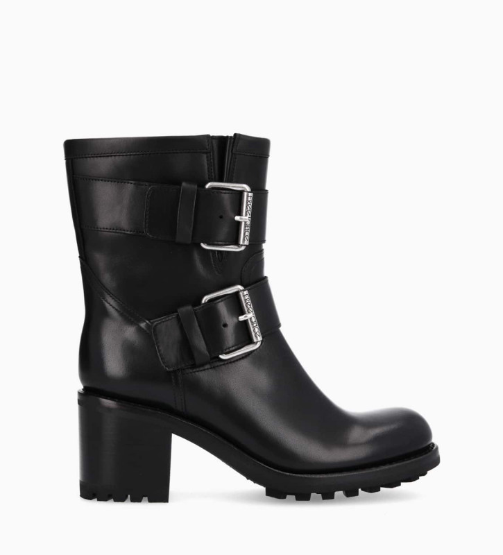 free lance Biker 70 Boot biker à double boucle Cuir lisse Noir free lance Biker 70 Boot biker à double boucle Cuir lisse Noir