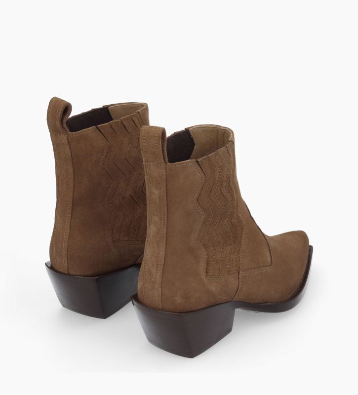 Free Lance Calamity 40 Bottine Western Chelsea Cuir Velours Brun