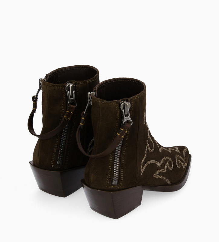 Free Lance Calamity 40 Bottine Western Cuir Velours Marron Foncé