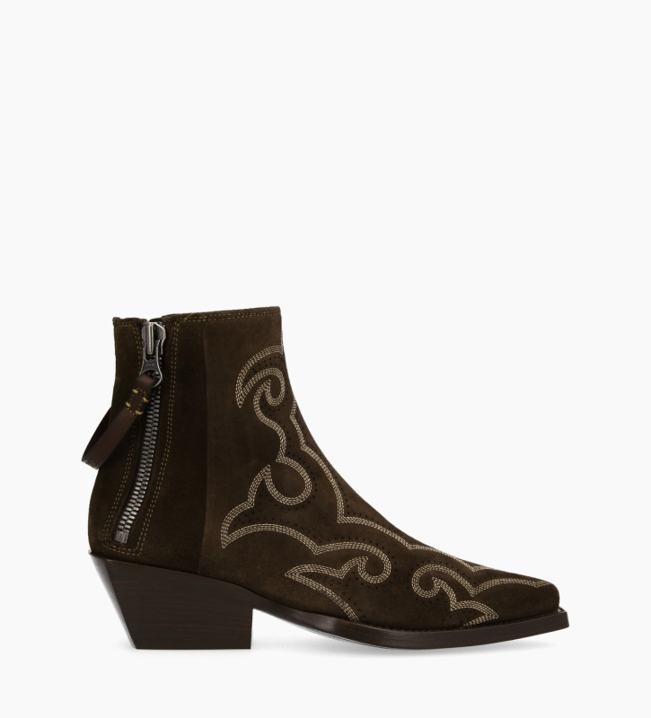 free lance Calamity 40 Bottine Western Cuir velours Marron foncé