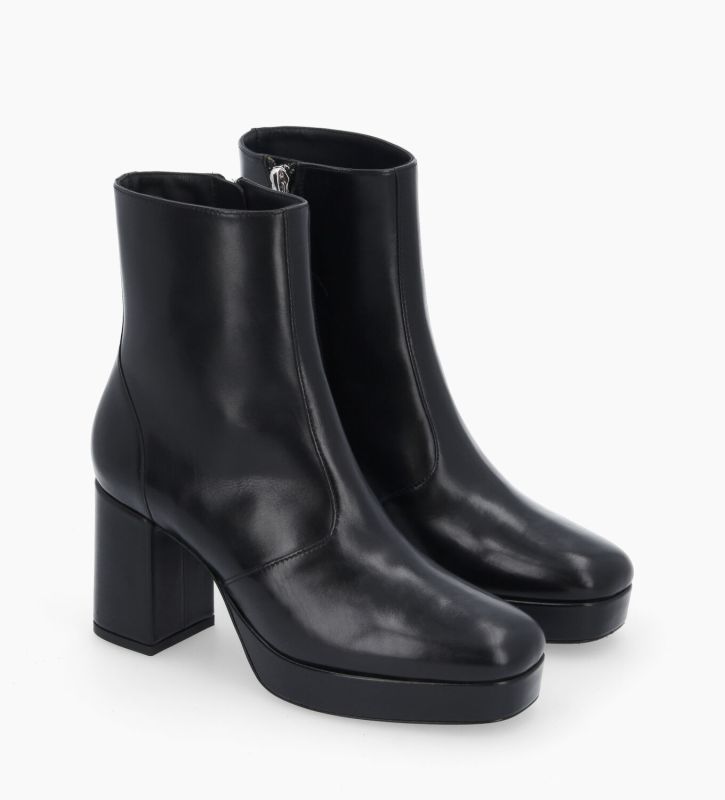 Free Lance Carlotta 70 Bottine Zippée à Talon Cuir Lisse Noir