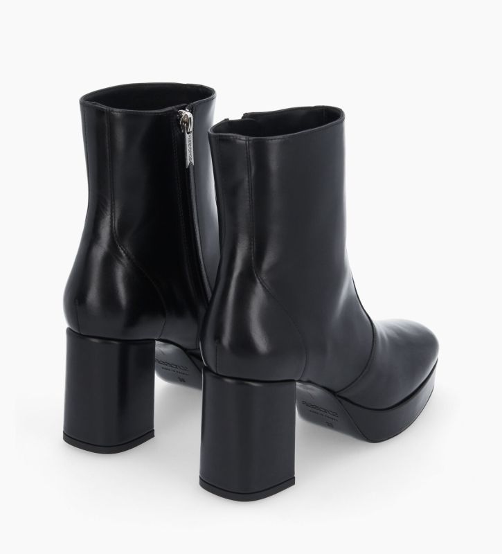 Free Lance Carlotta 70 Bottine Zippée à Talon Cuir Lisse Noir