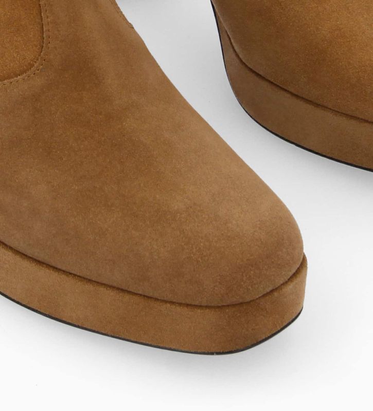 Free Lance Carlotta 70 Bottine Zippée à Talon Cuir Velours Brun