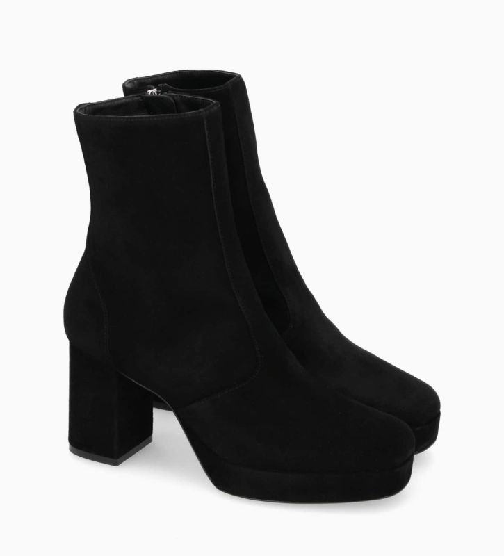 Free Lance Carlotta 70 Bottine Zippée à Talon Cuir Velours Noir