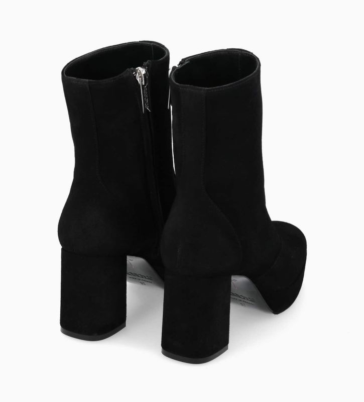 Free Lance Carlotta 70 Bottine Zippée à Talon Cuir Velours Noir