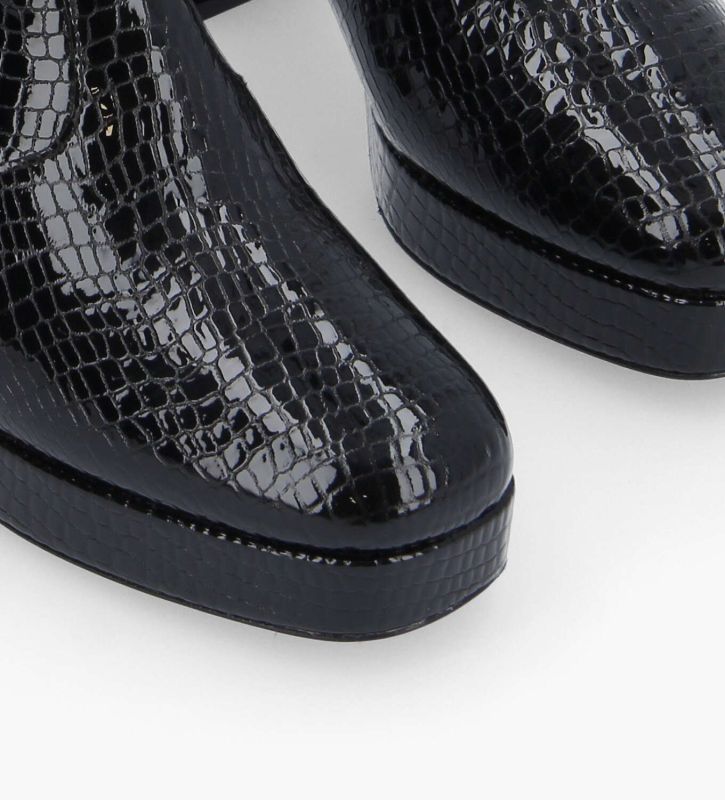 Free Lance Carlotta Bottine Zippée Cuir Verni Imprimé Serpent Noir