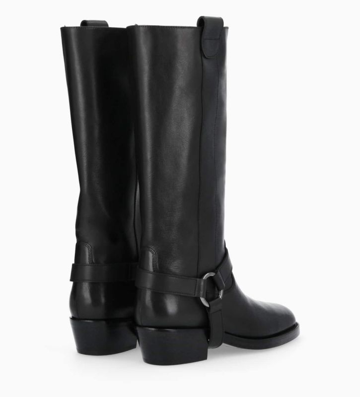 Free Lance Carma 45 Botte Western Avec Harnais Cuir Lisse Noir