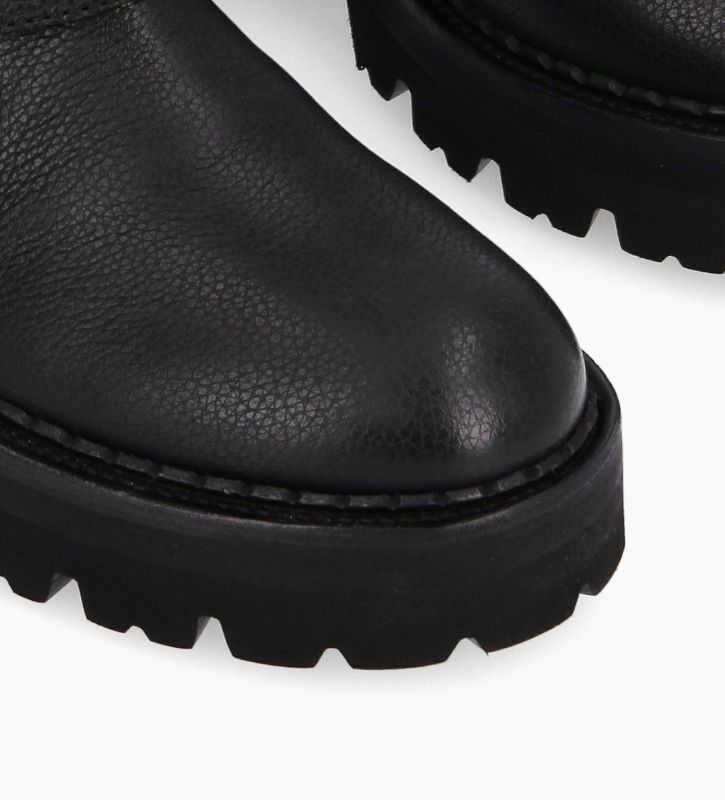 Free Lance Carrie 45 Boot Biker à Double Boucle Cuir Grainé Noir