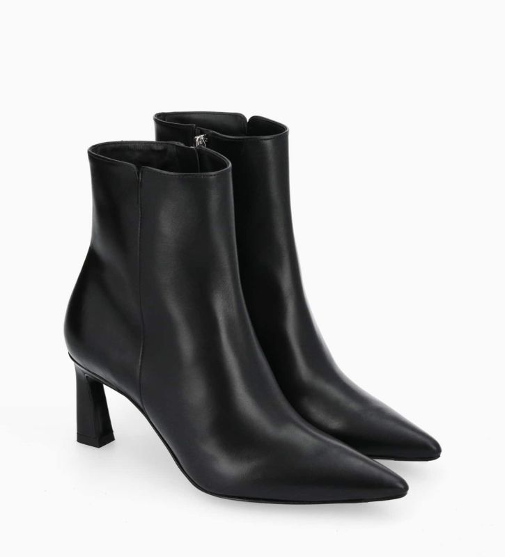 Free Lance Cathleen 65 Bottine Zippée à Talon Cuir De Veau Lisse Brillant Noir