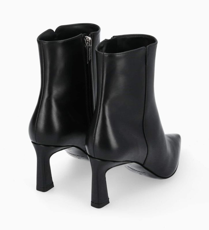 Free Lance Cathleen 65 Bottine Zippée à Talon Cuir De Veau Lisse Brillant Noir