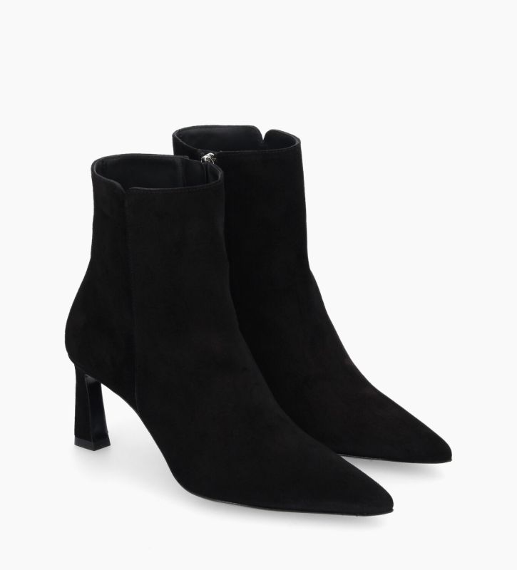 Free Lance Cathleen 65 Bottine Zippée à Talon Cuir Velours Noir
