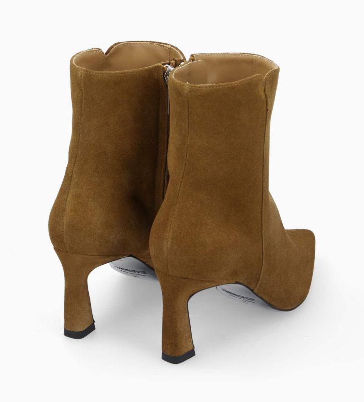 Free Lance Cathleen 65 Bottine Zippée à Talon Cuir Velours Sienna