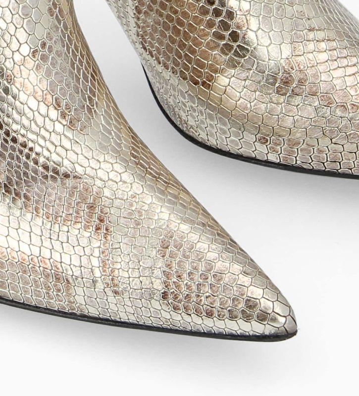 Free Lance Cathy 85 Botte à Talon Avec Boucles Cuir Imprimé Serpent Doré