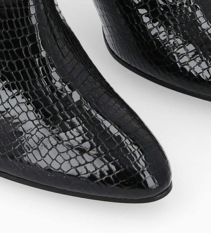 Free Lance Céleste 65 Botte à Talon Cuir Imprimé Serpent Verni Noir