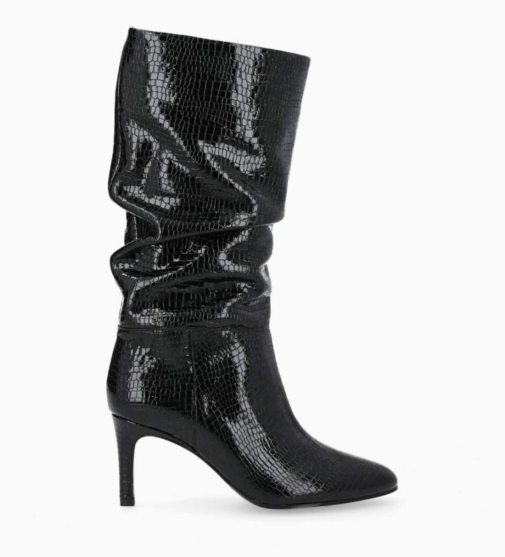 free lance Céleste 65 Botte à talon Cuir imprimé serpent verni Noir free lance Céleste 65 Botte à talon Cuir imprimé serpent verni Noir