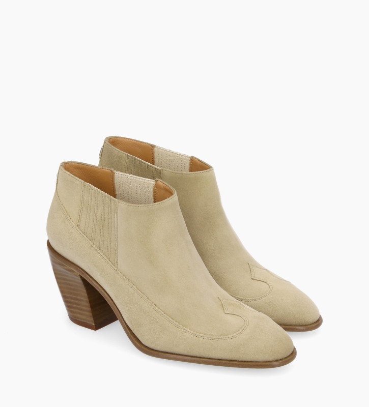 Free Lance Felix 65 Bottine Western Chelsea Cuir Velours Ecru