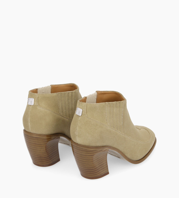 Free Lance Felix 65 Bottine Western Chelsea Cuir Velours Ecru