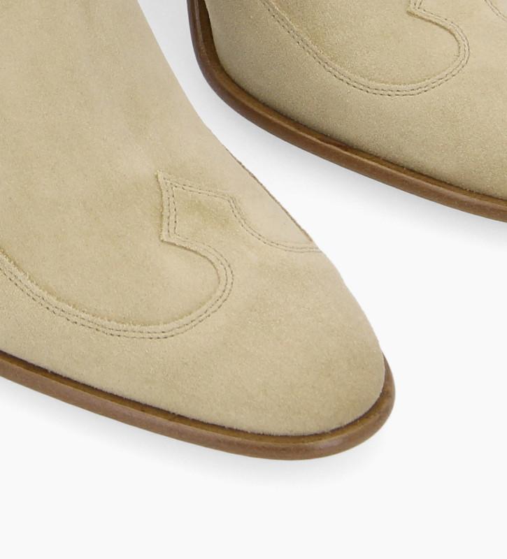 Free Lance Felix 65 Bottine Western Chelsea Cuir Velours Ecru