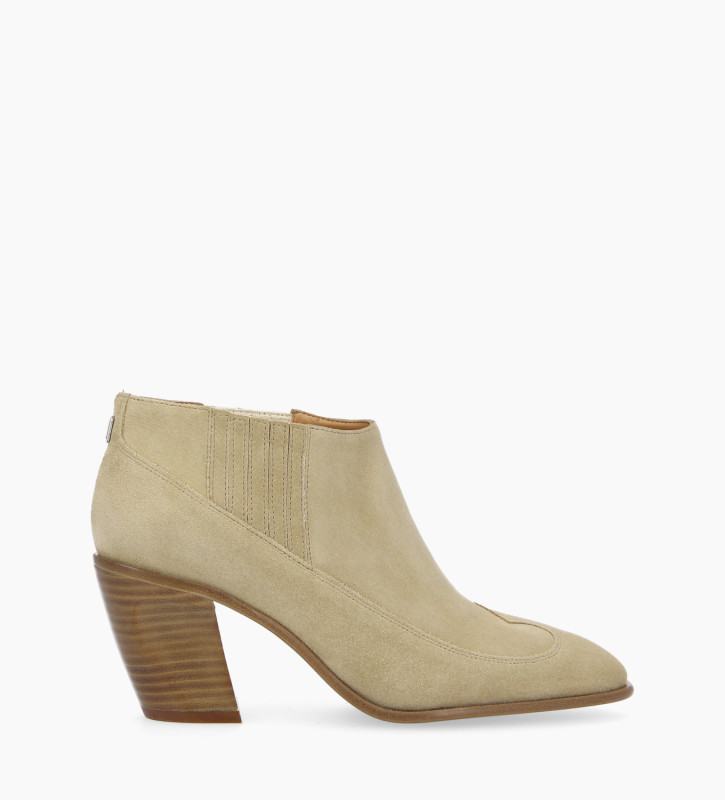 free lance Felix 65 Bottine Western chelsea Cuir velours Ecru