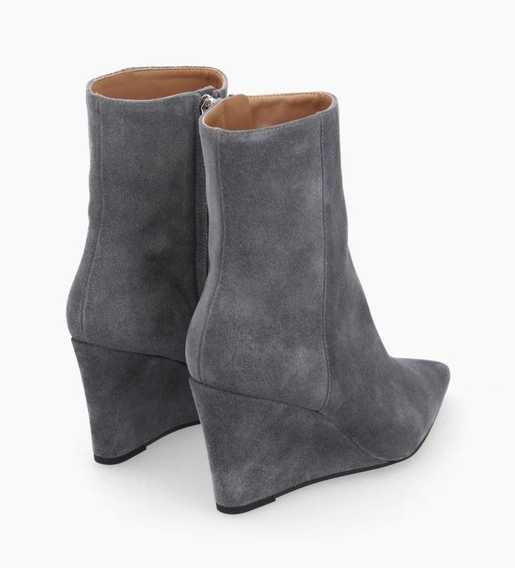 Free Lance Florence 70 Bottine Zippée à Talon Compensé Cuir Velours Stone