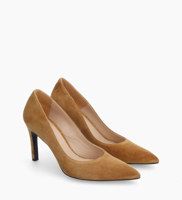 Free Lance Forel 70 Escarpin à Bout Pointu Cuir Velours Caramel