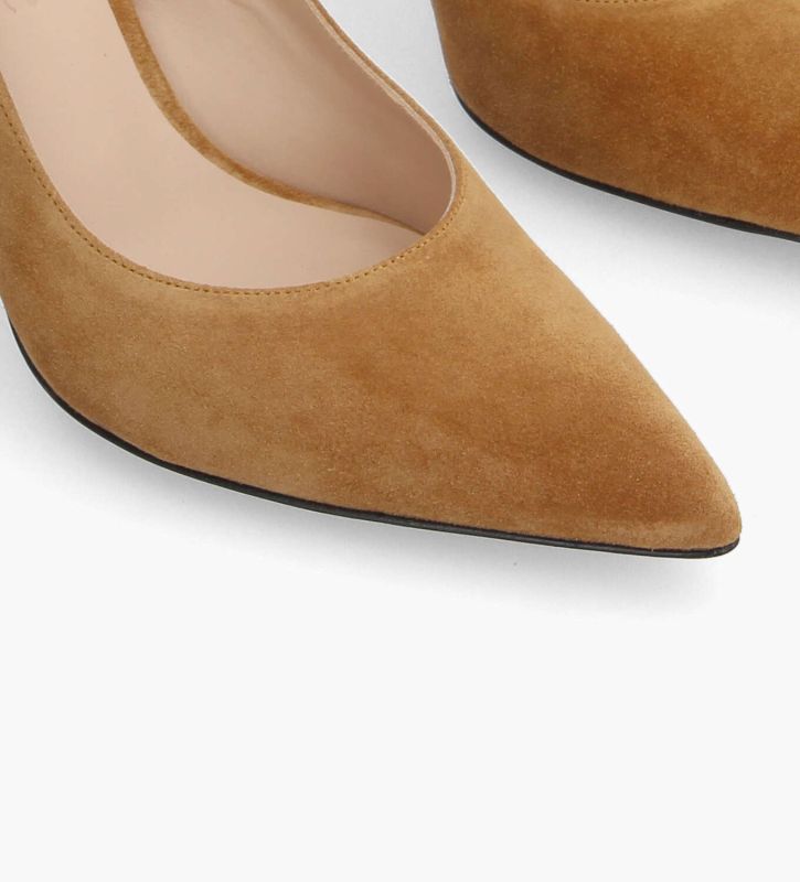 Free Lance Forel 70 Escarpin à Bout Pointu Cuir Velours Caramel