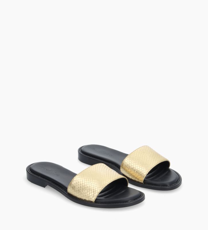 Free Lance Lita Mule Plate Cuir Imprimé Serpent Or