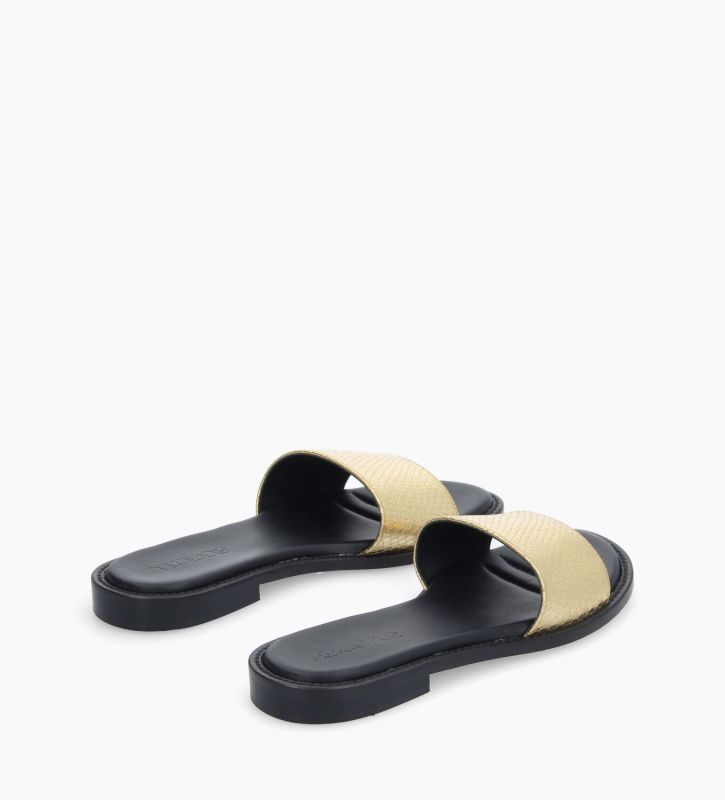 Free Lance Lita Mule Plate Cuir Imprimé Serpent Or