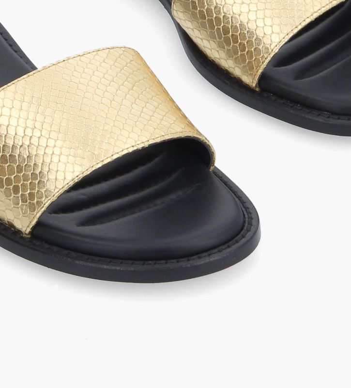 Free Lance Lita Mule Plate Cuir Imprimé Serpent Or