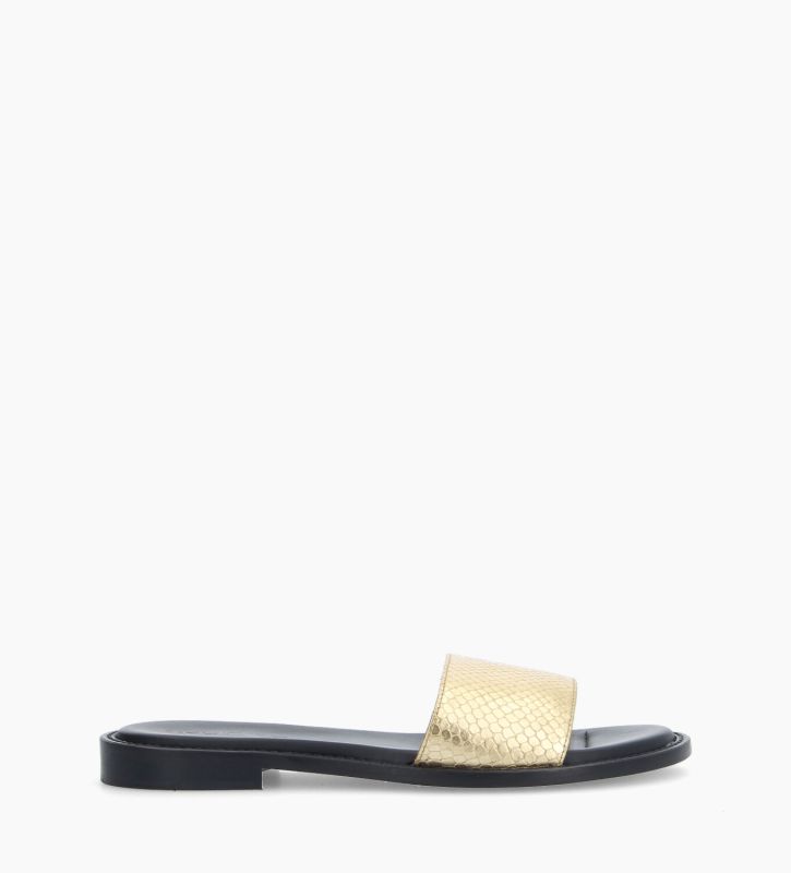 free lance Lita Mule plate Cuir imprimé serpent Or
