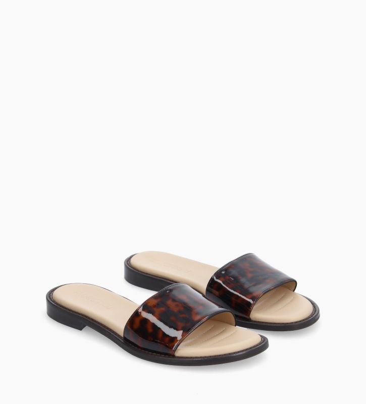 Free Lance Lita Mule Plate Cuir Verni Turtle