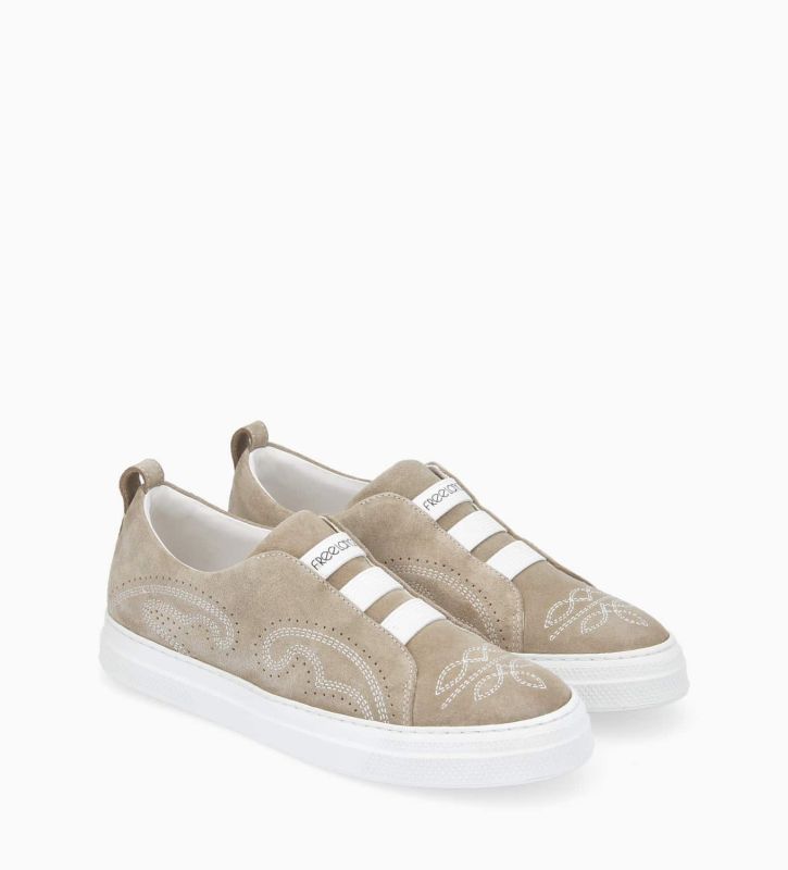 Free Lance Panic Sneaker Cuir Velours Grège