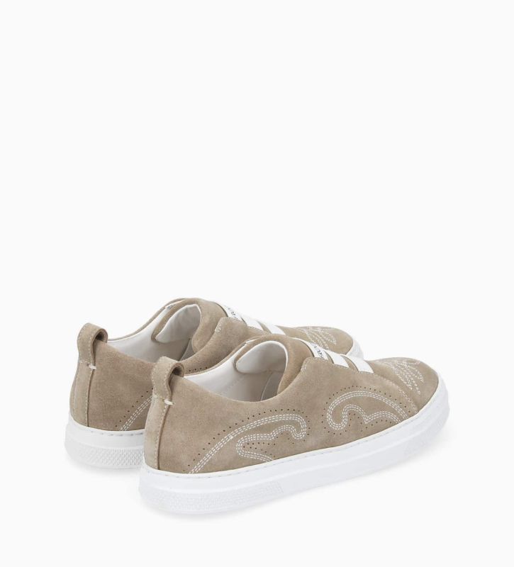 Free Lance Panic Sneaker Cuir Velours Grège