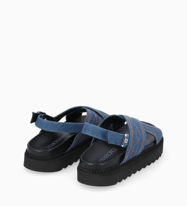 Free Lance Trinity Sandale Plate Brodée Demin Jean