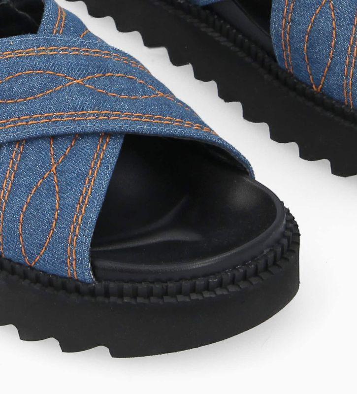 Free Lance Trinity Sandale Plate Brodée Demin Jean