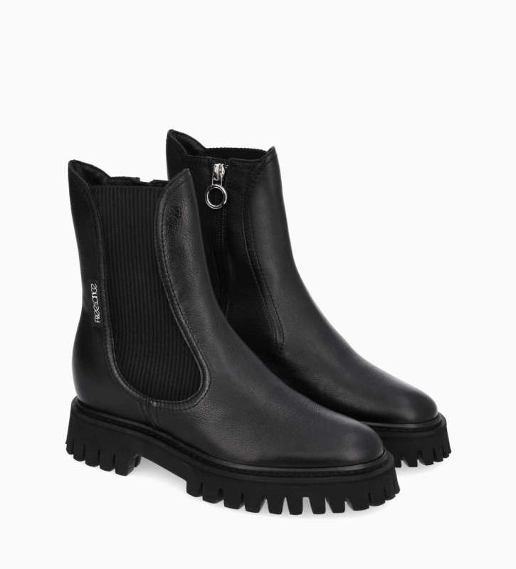 Free Lance Georgia Bottine Chelsea Cuir Grainé/Maille Noir