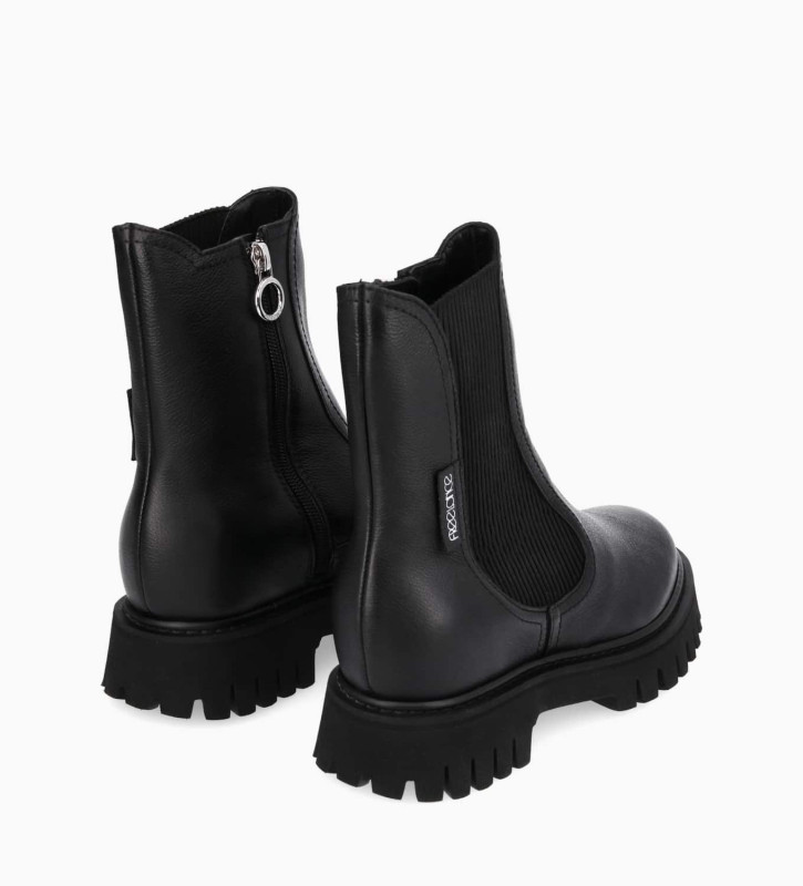 Free Lance Georgia Bottine Chelsea Cuir Grainé/Maille Noir