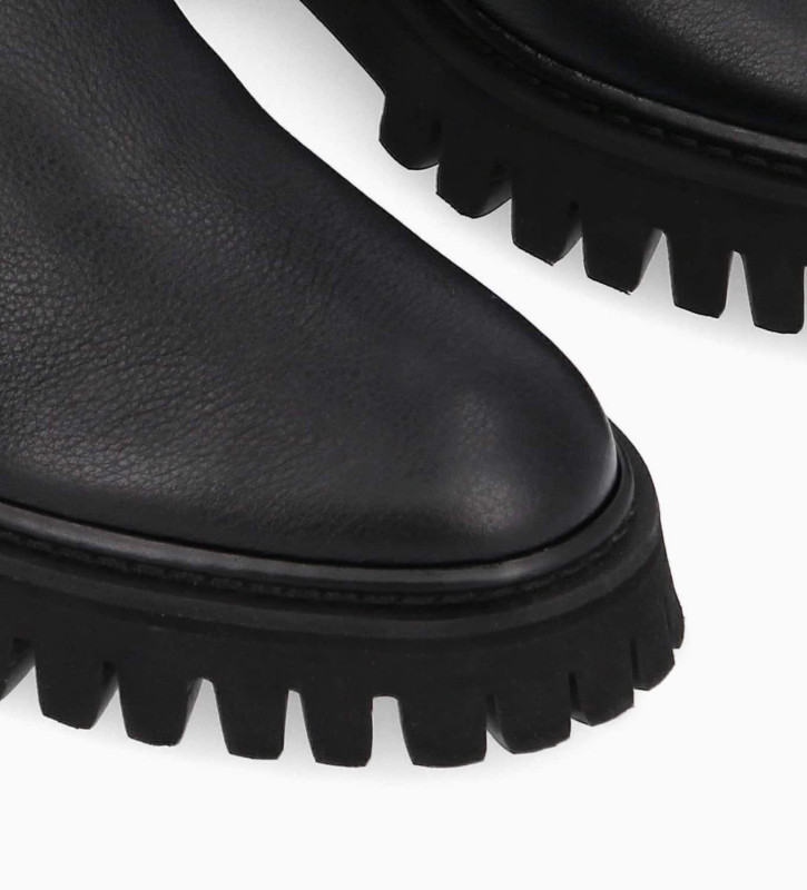 Free Lance Georgia Bottine Chelsea Cuir Grainé/Maille Noir