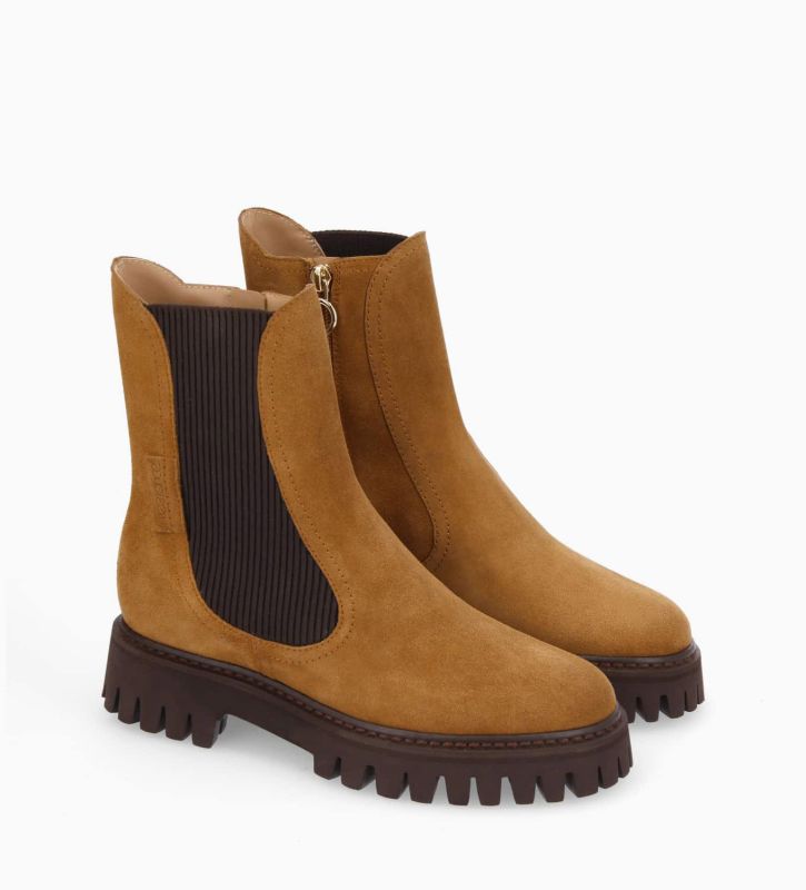 Free Lance Georgia Bottine Chelsea Cuir Velours Biscuit