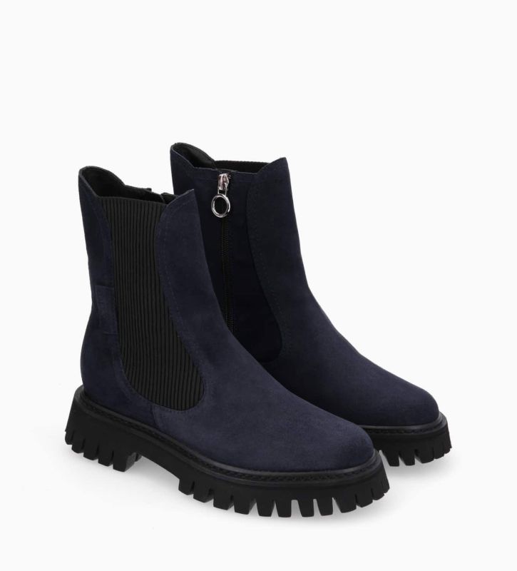 Free Lance Georgia Bottine Chelsea Cuir Velours Marine