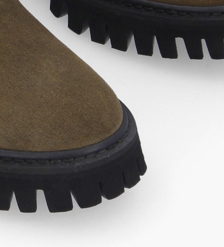 Free Lance Gisèle Boot Ranger à Zip Cuir Velours Kaki