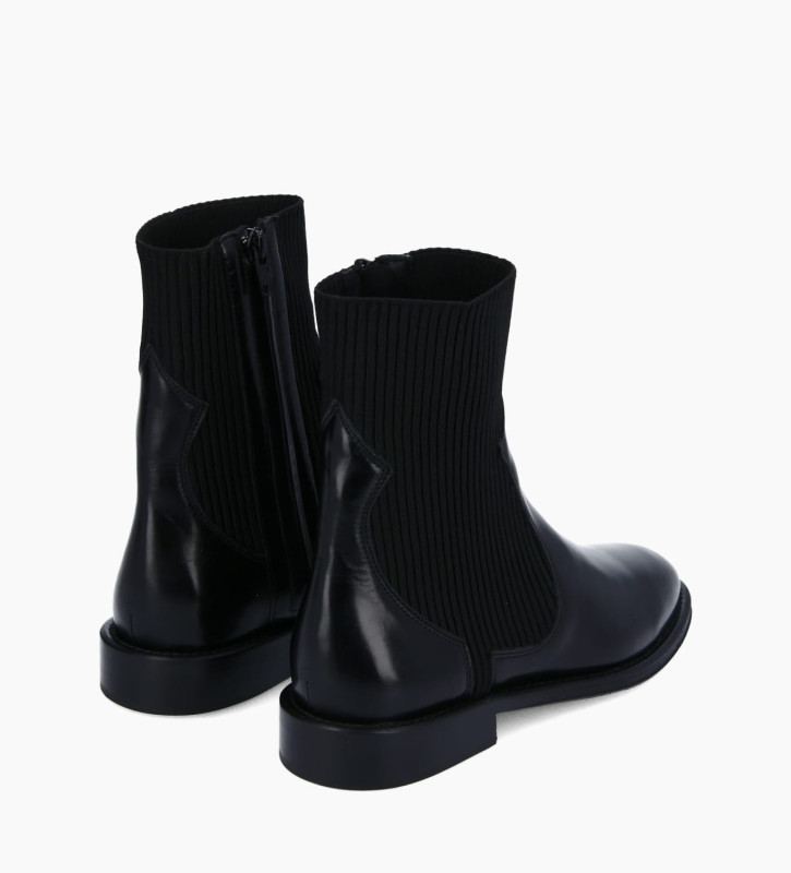 Free Lance Harri 25 Bottine Chelsea Cuir De Veau Lisse Brillant/Maille Noir