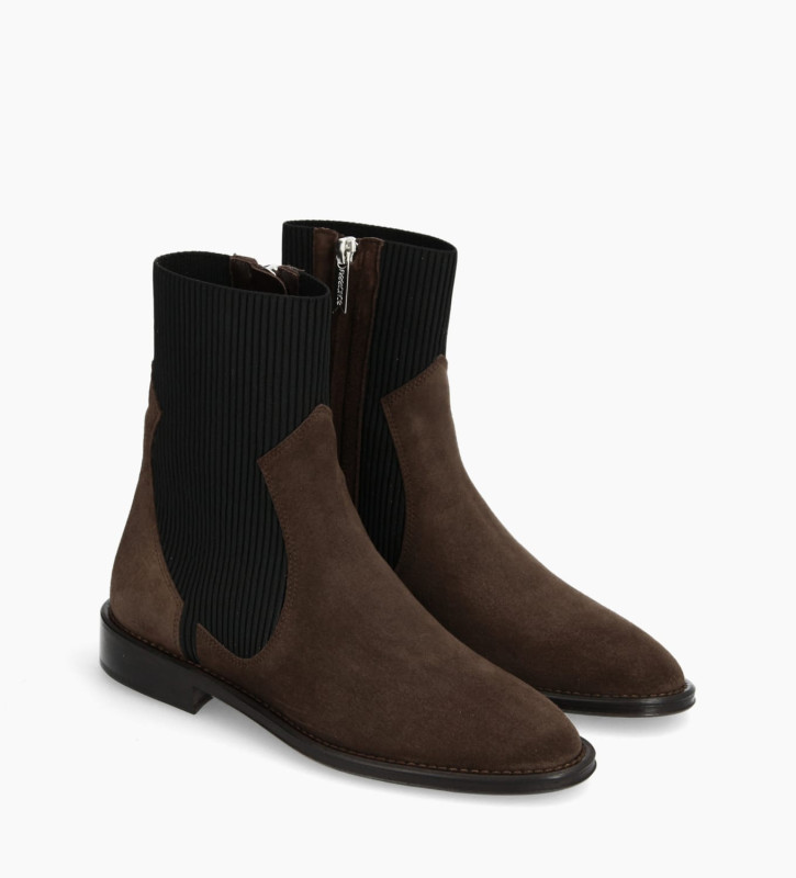 Free Lance Harri 25 Bottine Chelsea Cuir Velours Marron Foncé