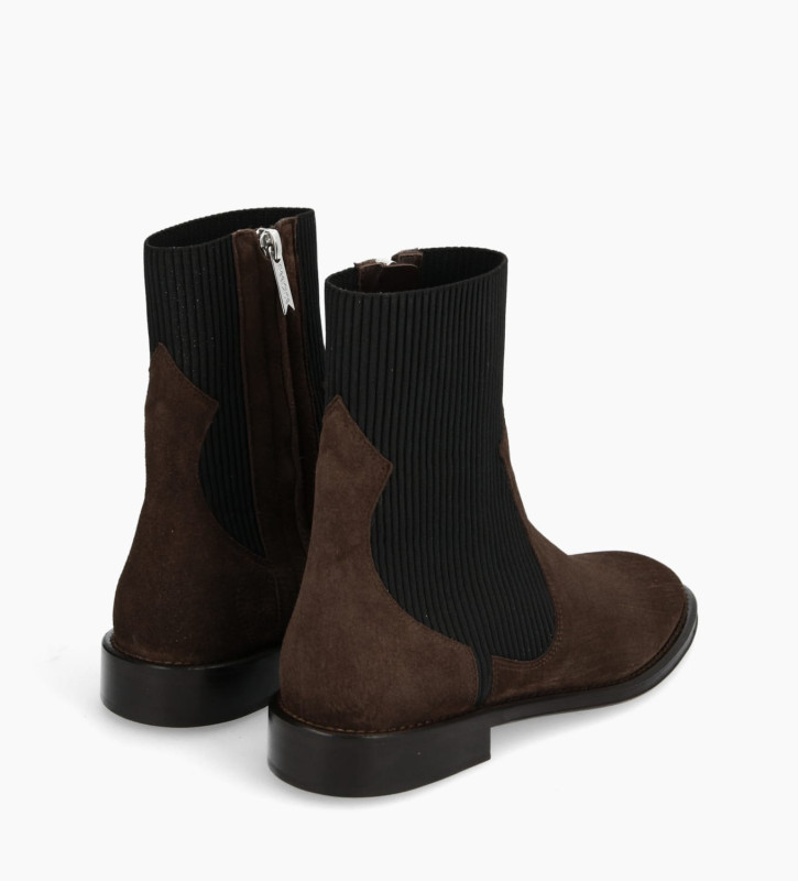 Free Lance Harri 25 Bottine Chelsea Cuir Velours Marron Foncé