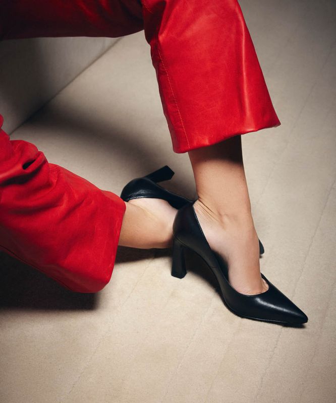 Free Lance Iris 65 Escarpin à Talon à Bout Pointu Cuir De Veau Lisse Brillant Noir